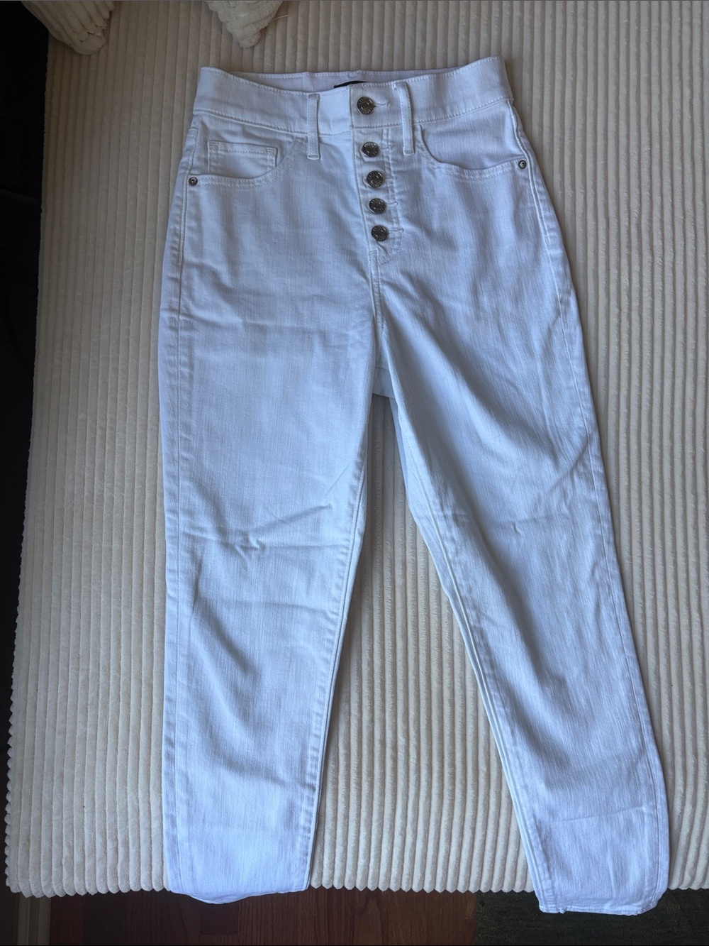 Express White High-Rise Button-Front Women's Cropped Jeans